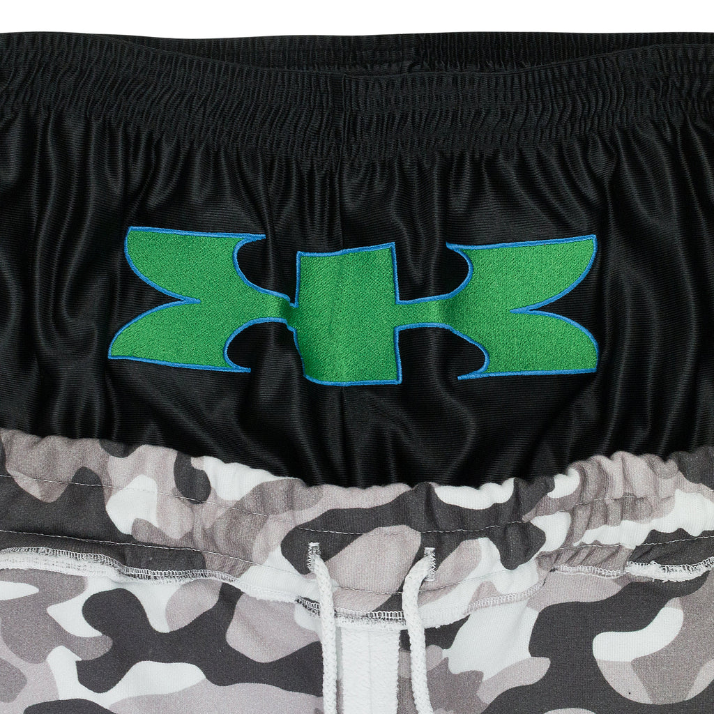 GREEDY UNIT x MURD333R.FM WHITE CAMO SWEATSHORTS