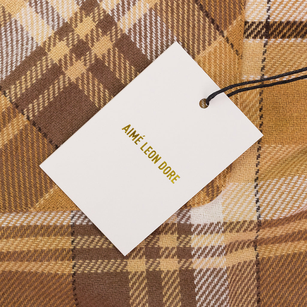BROWN PLAID COTTON BUTTON-DOWN SHIRT