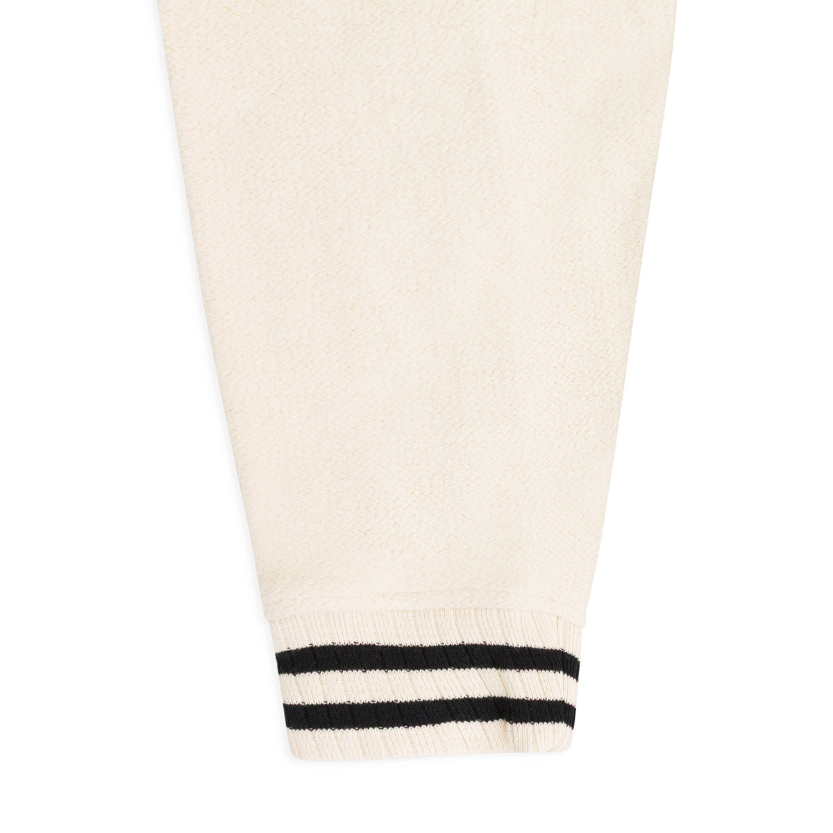 CREAM QUARTER ZIP VARSITY SWEATER