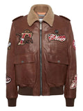 Philipp Plein embroidered leather jacket