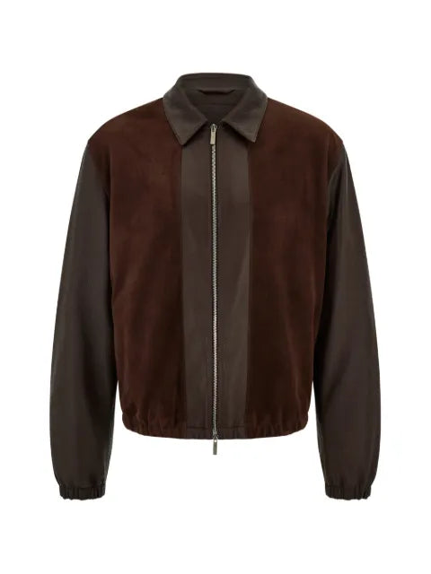 Ferragamo blouson jacket in deerskin leather and suede