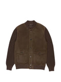 slowear suede-panelled bomber jacket