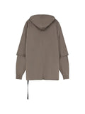 Rick Owens DRKSHDW layered-sleeve drawstring hoodie