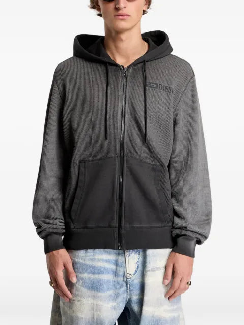 Diesel waffle zip-up hoodie with dégradé effect