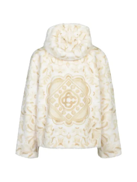 Casablanca graphic-print faux-fur hooded jacket