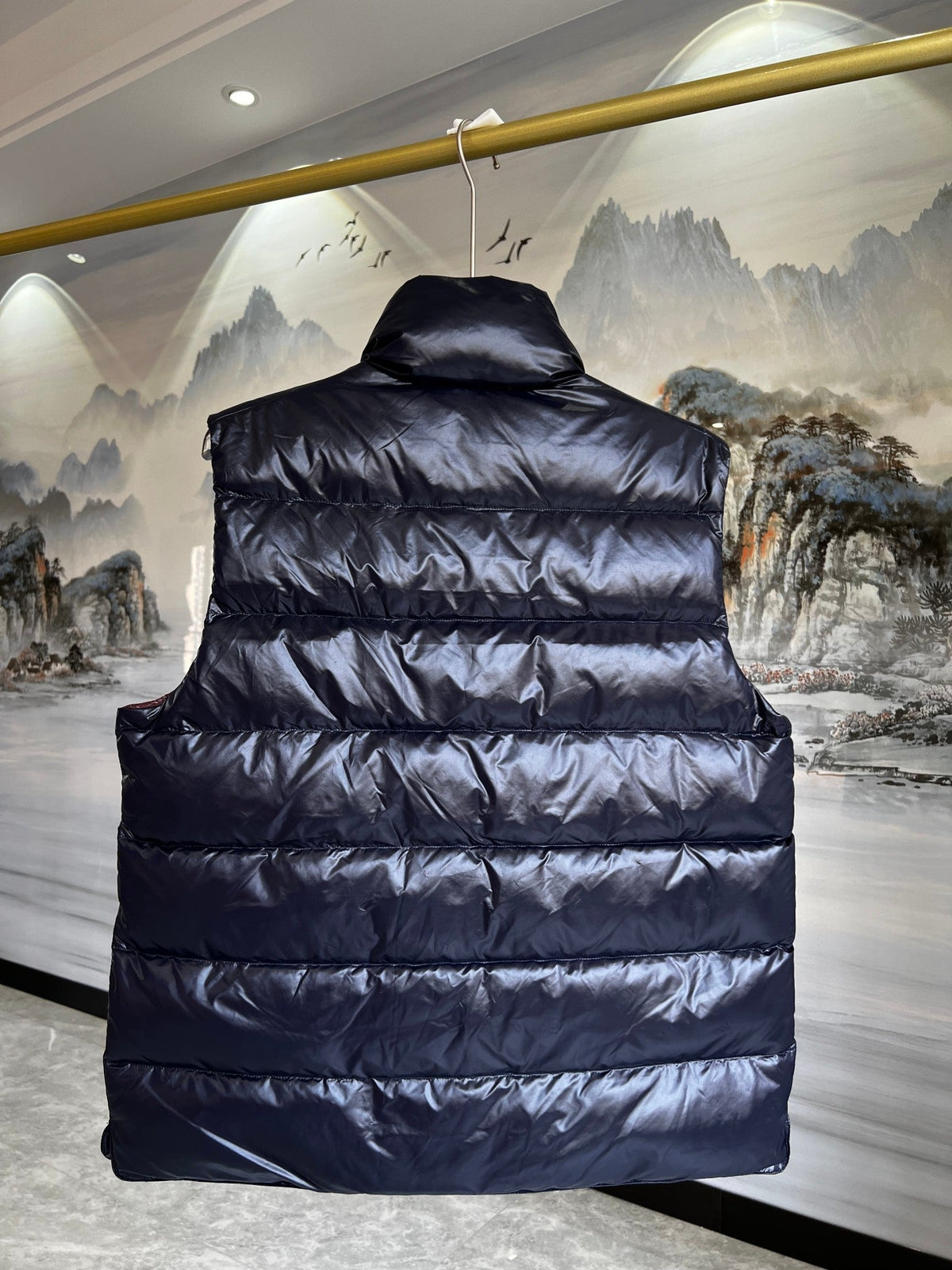 Moncler Navy Blue Glossy Down Vest