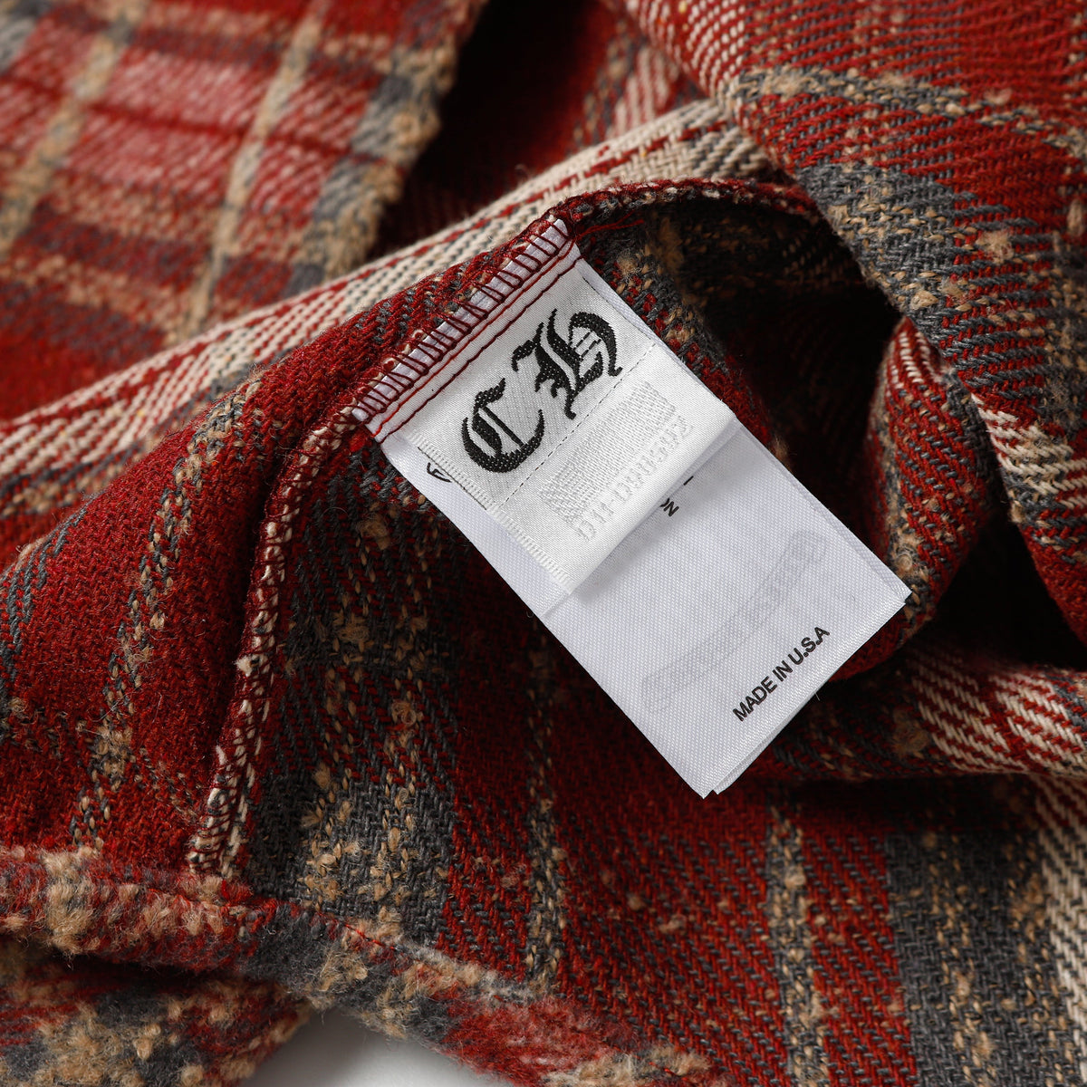 Chrome Hearts Embroidered Leather Cross Detail Flannel Shirt