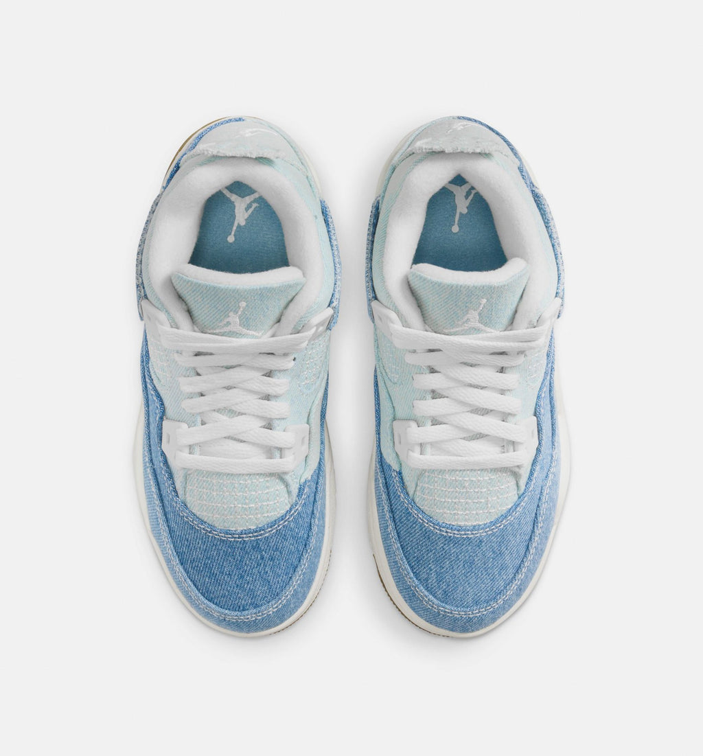 Air Jordan 4 Retro "Worn Blue" Little Kids' Shoe – Sail/Worn Blue/Metallic Gold