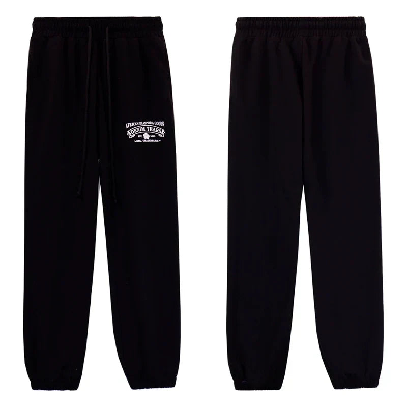 Denim Tears Black Mini Embroidery Drawstring Jogger Pants