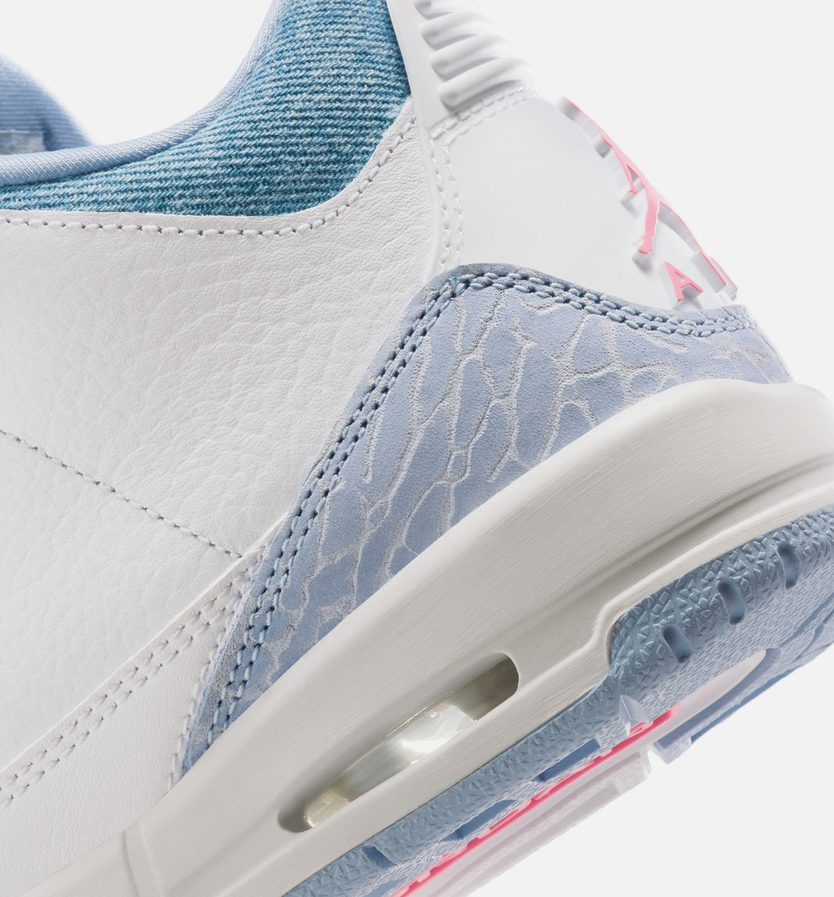 Air Jordan 3 Retro Grade School Lifestyle Shoe - White/Cobalt Blue/Court Grey/Pink Glow