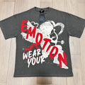 MIXED EMOTION Charcoal Gray Front & Back Graphic T-Shirt