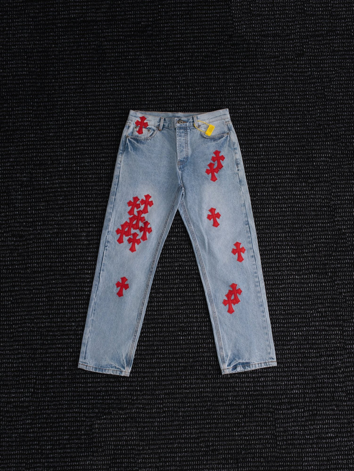 Chrome Hearts Light Blue Cross Patch Jeans
