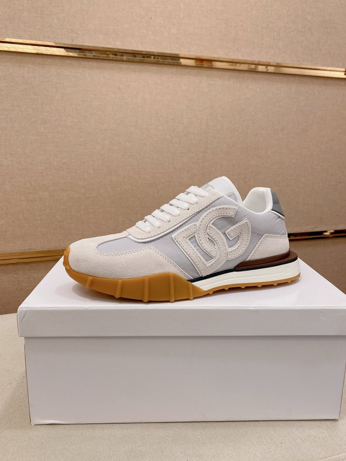 Dolce & Gabbana White & Gray Gum Sole Sneakers
