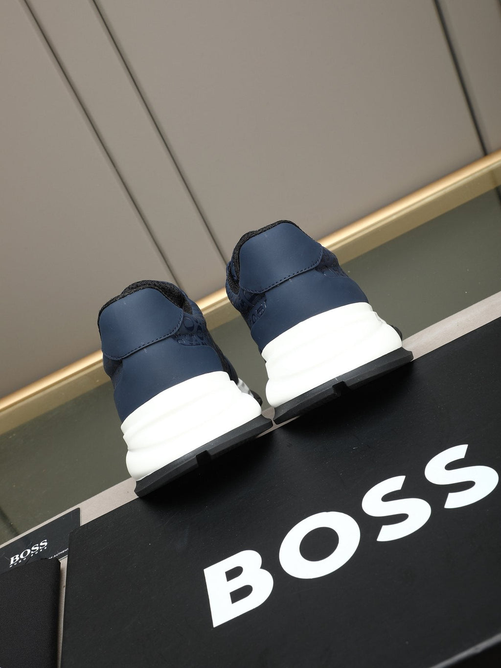BOSS Navy Textured Slip-On Sneakers - Padded Collar