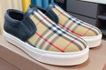 Burberry Men's Beige Plaid Slip-On Shoes