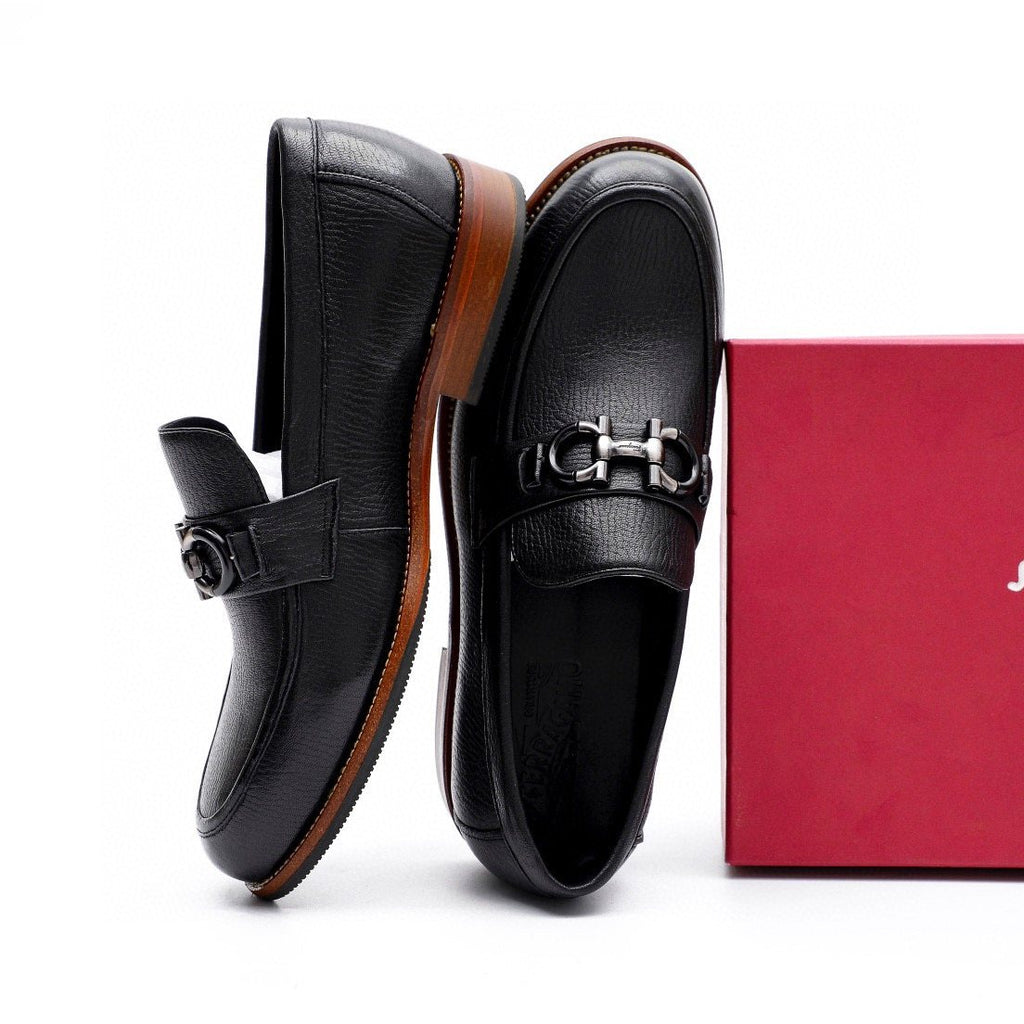 Salvatore Ferragamo Men's Black Leather-Look Bit Loafers