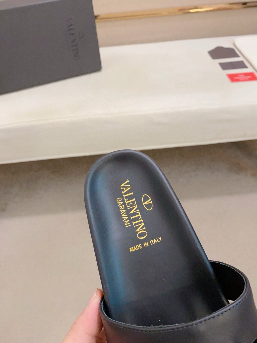 Valentino Men's V-Detail Slide Sandals