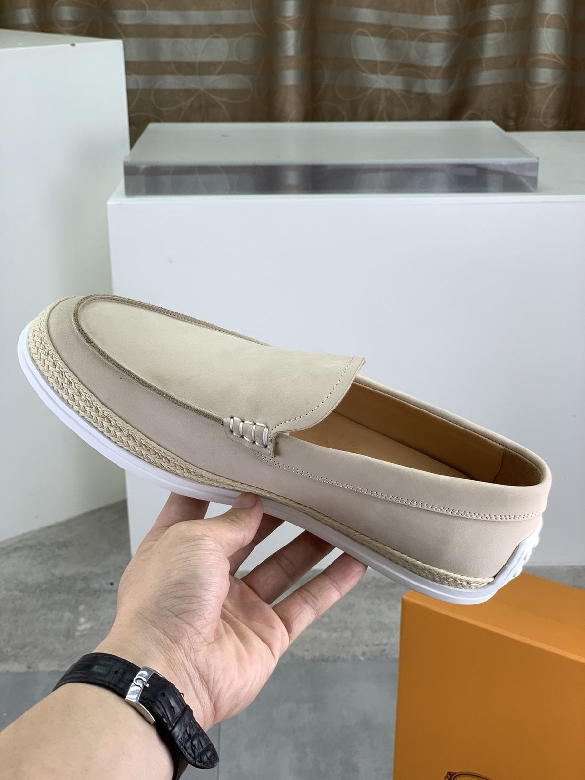 TOD'S Men's Raffia-Trim Driving Loafers