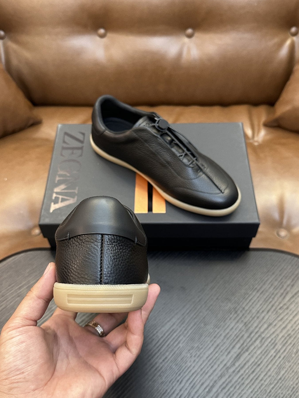 Zegna Zip-Front Slip-On Sneakers