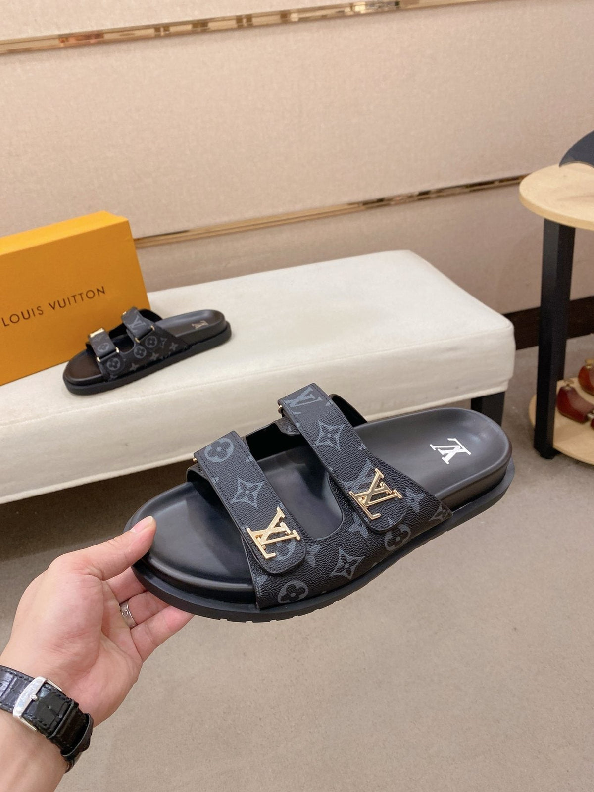 Louis Vuitton Men's Double-Strap Slide Sandals