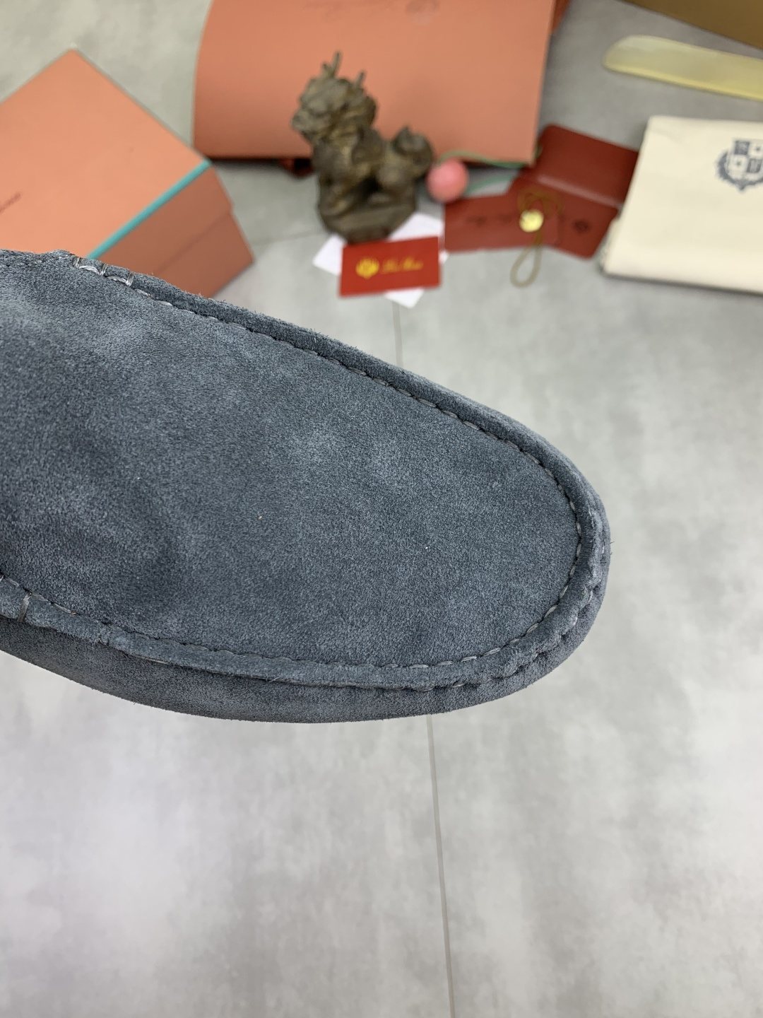 Loro Piana Blue-Gray Suede Driving Shoes