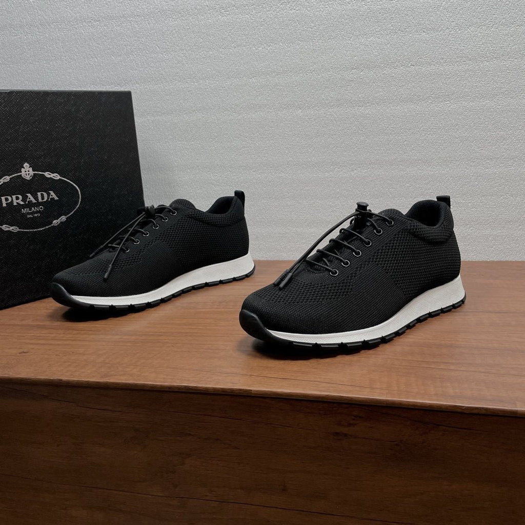 Prada Knit Lace-Up Sneakers