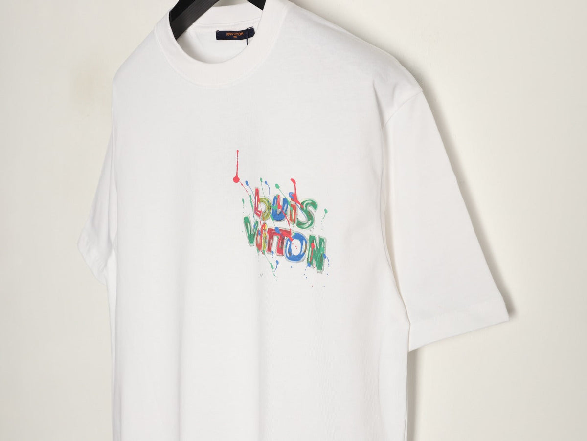 Louis Vuitton Graffiti-Style Chest-Lettering Short-Sleeve T-Shirt - Cream